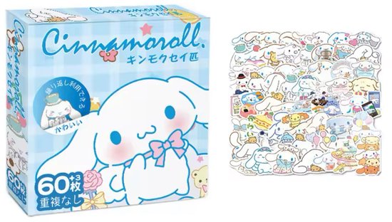 Sanrio - Cinnamoroll stickermix - 60 stuks - stickers - Kuromi - Hello Kitty - My Melody - PomPomPurin - Pochacco - Kawaii | Laptop | Ereader | Bullet Journal
