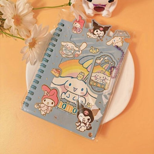 Sanrio - Cinnamoroll - Stickerboekje - Spiraalnotitieboekje - Kuromi - Hello Kitty - My Melody - PomPomPurin - Pochacco - Kawaii